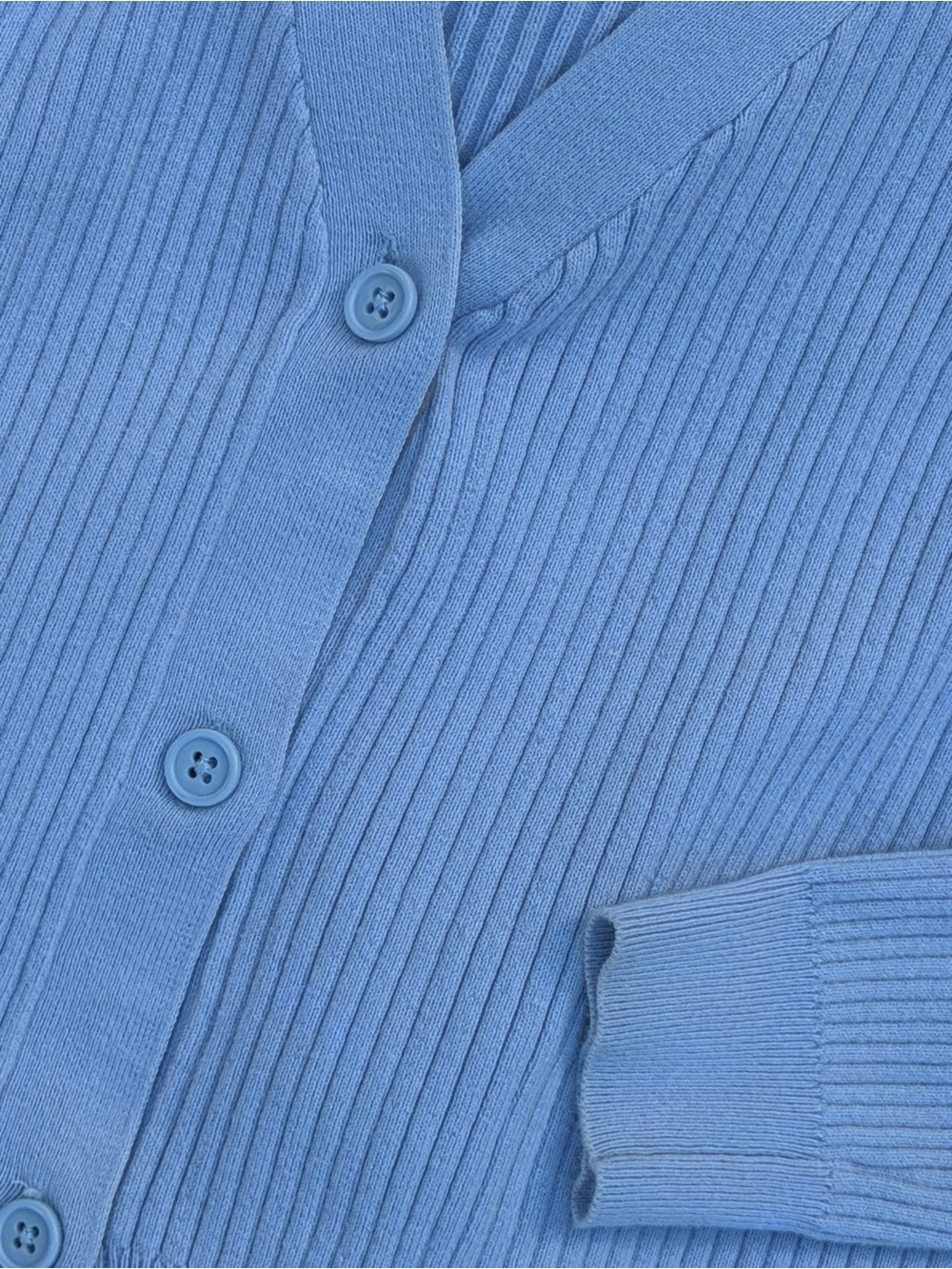 Baby Blue Ribbed Button Cardigan - Picture 3 of 4